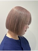 5 刈り上げマッシュショート くすみベージュ 細めハイライト