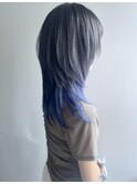 ハッシュカット・ハイレイヤーカット×ブルー