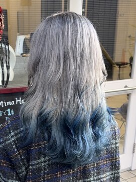 オプティマヘアー(Optima Hair) 髪質改善ダブルカラー！シルバー×ネイビー