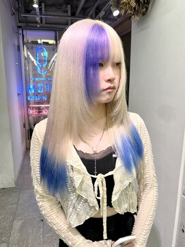 グロウ 渋谷西口(grow) 【ホワイトブロンド×ブルー＆パープルデザインカラー】