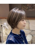 大人ショート/くびれショート/ショートヘア/白髪ぼかし/