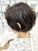 立体感デジタルパーマショートボブ外ハネウェーブ