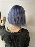 ブルーシルバー/切りっぱなしボブ【高田馬場】