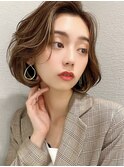 大人かわいい小顔Aラインボブマロンベージュ20代30代吉祥寺