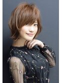 大人ショートボブ×ウルフボブ×マロンベージュ 20代30代40代m