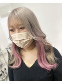 ホワイトベージュ+ピンクイヤリングエクステ【平本】