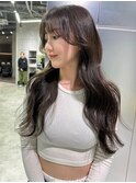 韓国風レイヤー レイヤーカット オリーブグレージュ 井坂