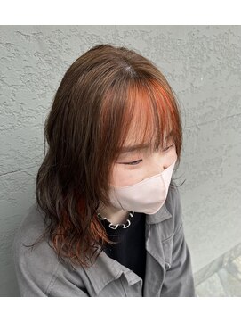 ヘアーサロン アトリエ(Hair salon ATORIE) ミディアムヘアダブルカラーオレンジインナー