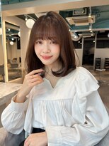 内巻きワンカール／鎖骨ミディアム／ココアブラウン【自由が丘】