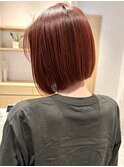 【mimura】レッドカラー　切りっぱなしボブ　ぱつっとボブ　草加