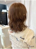 福山人気ブリーチなし明るめベージュゆる巻きデジタルパーマ20代