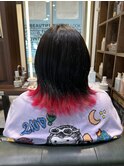 【黒×赤　インナーカラー】