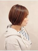 30代40代50代おすすめ ナチュラルショートボブ×メリハリカラー