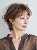 大人ショート　白髪ぼかし　脱白髪染め　ハイライト40代50代60代