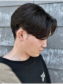 メンズマッシュセンターパートスパイラルパーマニュアンスパーマ