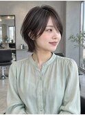 ショート/ショートボブ/流しバング/ダークブラウン