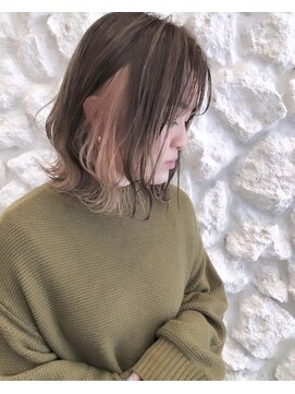 ヘアサロン エフ 渋谷(F) ピンクイヤリングカラー#ボブ