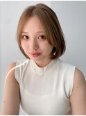 前髪 外ハネボブ くびれヘア アプリコットオレンジ"