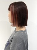花田/ボブインナーカラーピンクベージュオレンジ下北沢韓国前髪