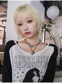 ブロンド顔周りレイヤーボブ_F31735