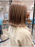 【柴田】切りっぱなしショコラベージュボブルフミディアムヘア