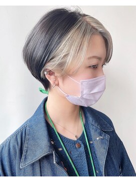 モリオフロムロンドン 原宿本店(morio from London) 【morio 原宿】丸みショート インナーカラー ホワイトベージュ