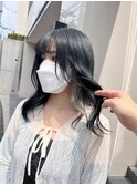 インナーカラー シルバー ブリーチなし ブルージュ