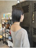 ミニボブ×暗めカラー×切りっぱなし20代30代40代艶感