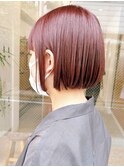 Say.切りっぱなしボブチェリーピンクぱっつんボブダブルカラー