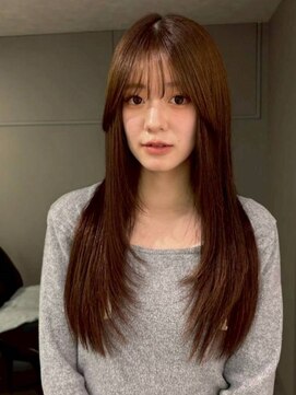ロングレイヤーカット/マロンブラウン/髪質改善/ストレート2