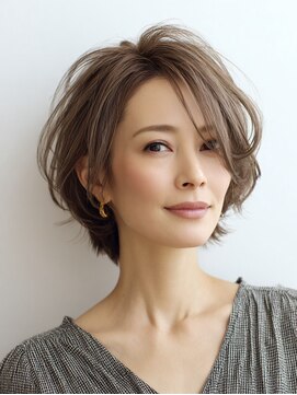 ハーツ 青山表参道店(Heart's) 白髪ぼかし脱白髪染め似合わせショートボブ40代50代60代