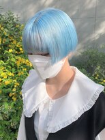 ベレーザ 渋谷(BELEZA)&nbsp;607ネオンカラーターコイズブルーインディゴ刈り上げボブ