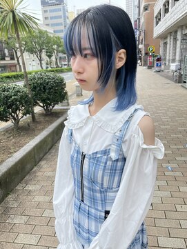 イナズマヘアー(INAZUMA HAIR) ◎ウルフレイヤー×インナーライトブルー◎