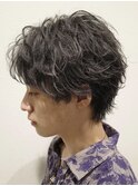 ハイライトメンズ波巻きスパイラルパーマサーフスタイルウルフ