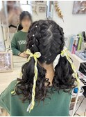 編み込みツインテール