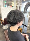 ツイストスパイラルパーマツーブロックマッシュメッシュフェード