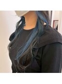 インナーカラー/イヤリングカラー×ブルーカラー