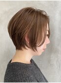 調布レイヤーミディアムショートボブウルフミニボブベージュ前髪