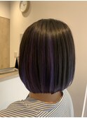 インナーカラー,パープル,ショートボブ