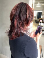 テトヘアー(teto hair)&nbsp;レイヤーカット　デザインカラー　暖色　ボルドー　くせ毛