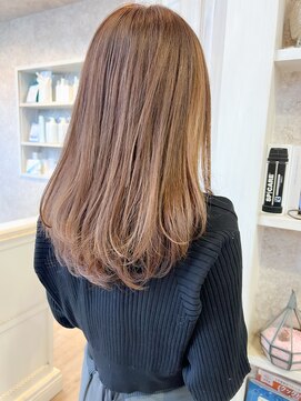 福山市美容室Caary髪質改善ストレートパーマベージュロングヘア