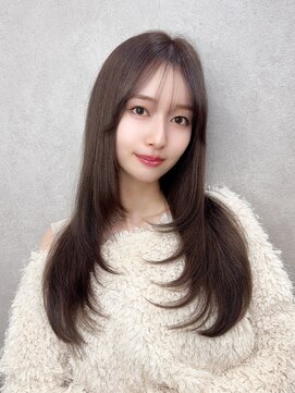 ☆グレーブラウン/ミディアムレイヤーカット/ダークアッシュ