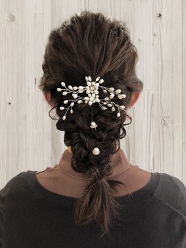 ハナココ 水戸店(hana Coco) 編み下ろし 結婚式 二次会 お呼ばれヘア ドレス えび編み 水戸