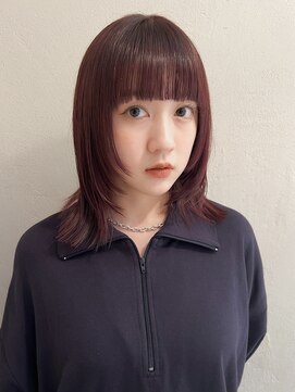 ルル 表参道(lulu.) レイヤーカット×ボルドーカラー×ワインレッド×赤髪×20代30代