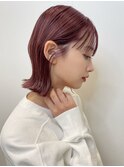 ピンクバイオレット 外ハネパーマ 切りっぱなしボブ t1120