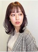 [中野莉子]鎖骨ミディアム3韓国くびれヘア大人ウルフ