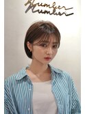 大人可愛い20代30代40代丸みショートボブ/ぱつんとボブ/韓国