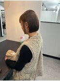 大人可愛いボブ透明感ミルクティーベージュ20代30代小顔カット