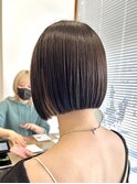 ホワイトグレージュミニウルフデジタルパーマチェリーブラウン
