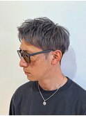 横浜メンズブリーチカラーアップバングツーブロックショートヘア